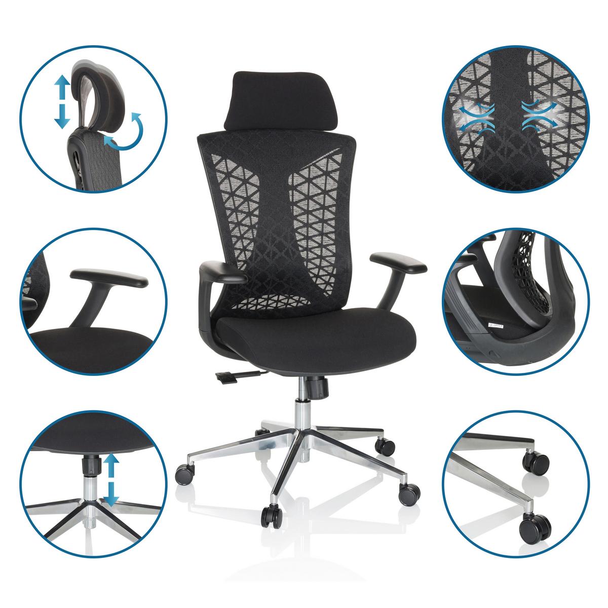 Bürostuhl Faleo b mit Wippfunktion Schwarz Bis 120kg - Silberfarben/Schwarz, Basics, Kunststoff/Textil (67/115/69cm) - MID.YOU