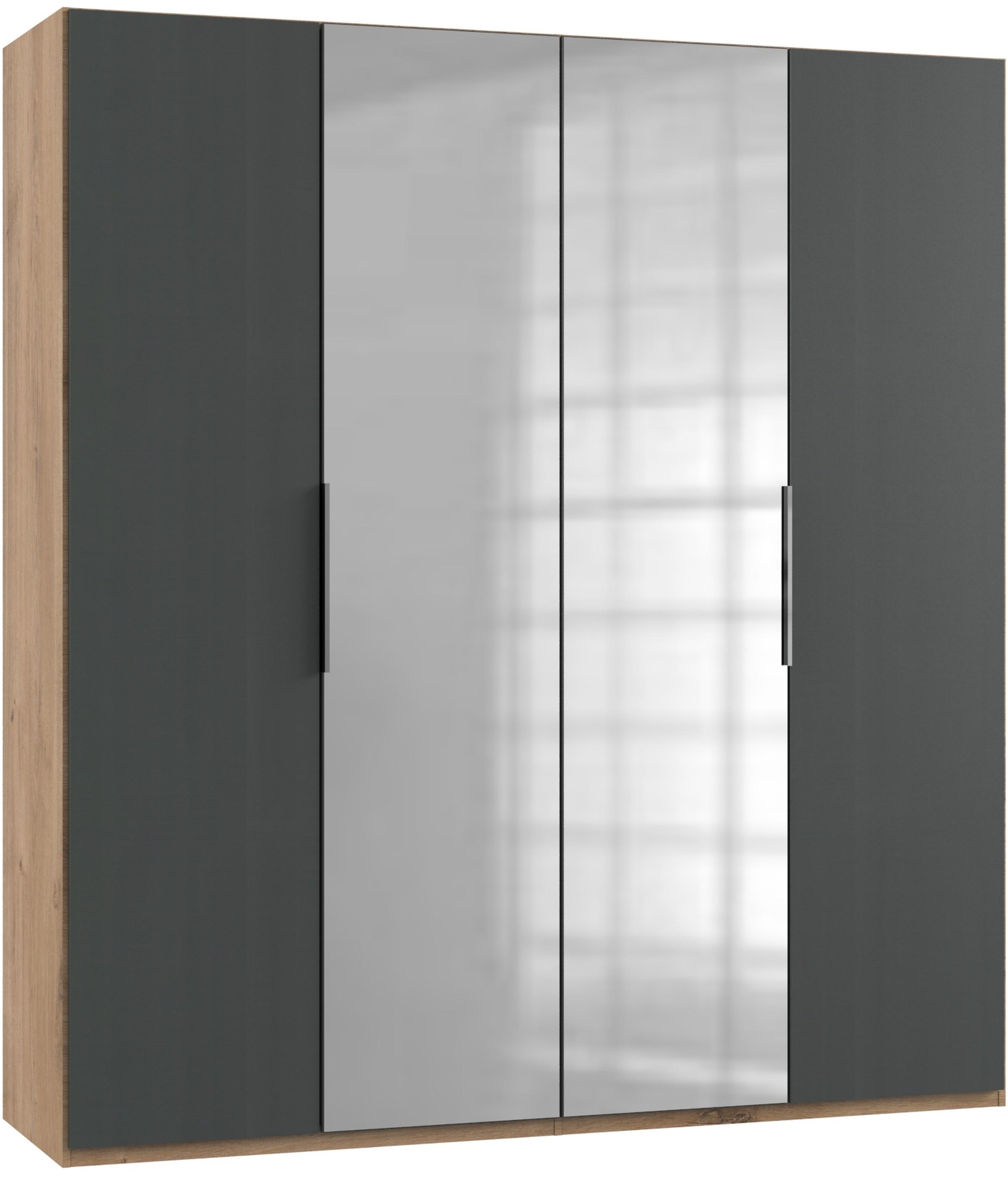 Drehtürenschrank 200cm Level, Graphit/eiche Dekor - Eichefarben/Graphitfarben, MODERN, Holzwerkstoff (200/216/58cm) - MID.YOU