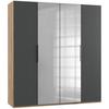 Drehtürenschrank 200cm Level, Graphit/eiche Dekor - Eichefarben/Graphitfarben, MODERN, Holzwerkstoff (200/216/58cm) - MID.YOU
