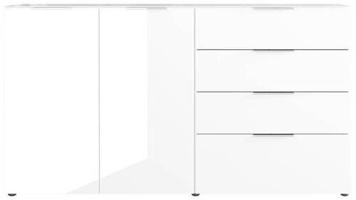 Sideboard mit Glasfronten B: 184 cm Gw-Oakland, Weiß - Schwarz/Weiß, KONVENTIONELL, Glas/Holzwerkstoff (184/102/42cm) - Germania