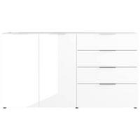 Sideboard mit Glasfronten B: 184 cm Gw-Oakland, Weiß - Schwarz/Weiß, KONVENTIONELL, Glas/Holzwerkstoff (184/102/42cm) - Germania