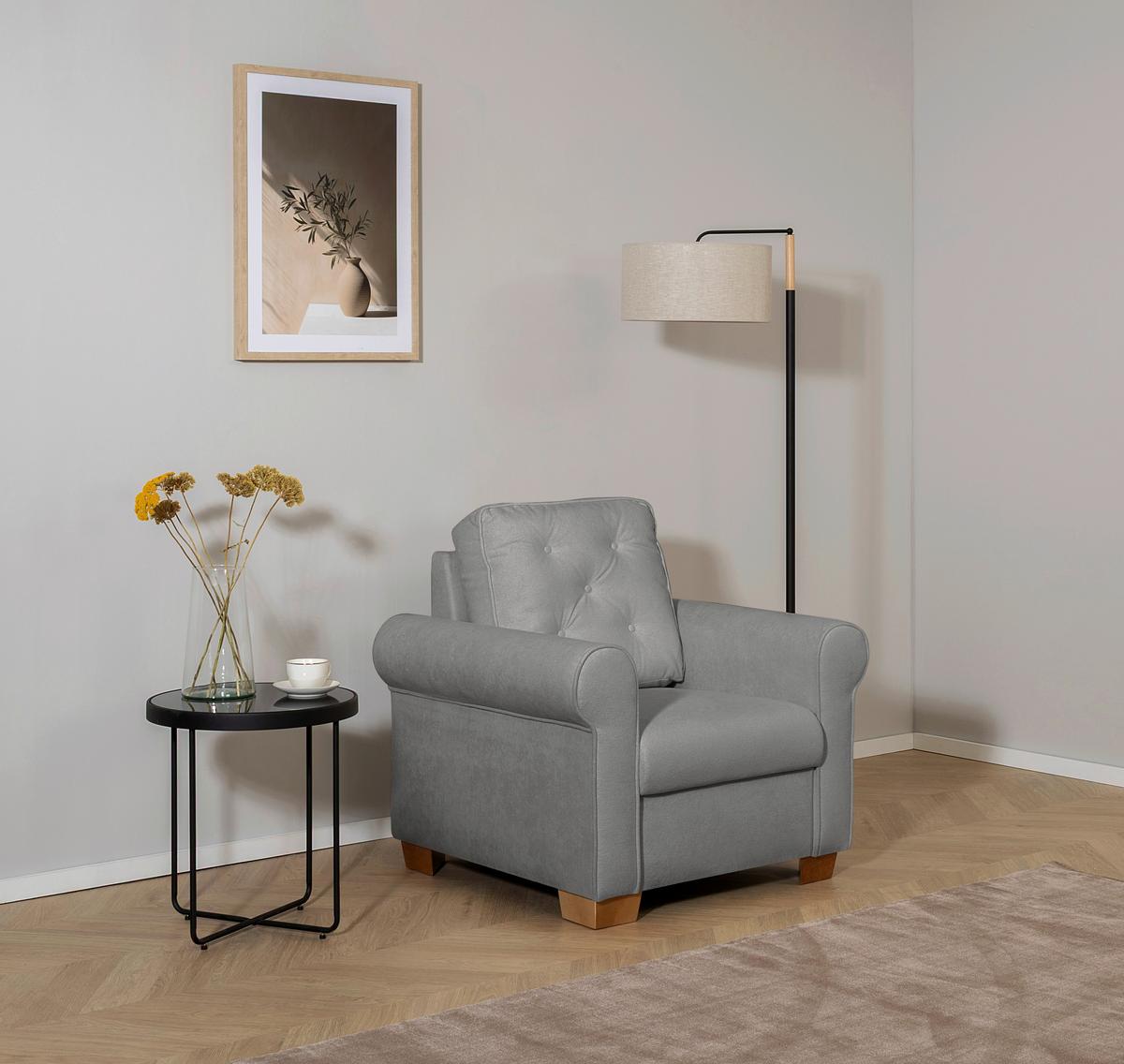 Sessel Arles, Grau 70 B: 93 Cm - Buchefarben/Grau, Design, Textil (93/89/82cm) - MID.YOU