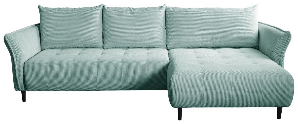 Ecksofa mit Schlaffunktion Monte Carlo Mintgrün - Schwarz/Mintgrün, Trend, Textil (290/160cm)