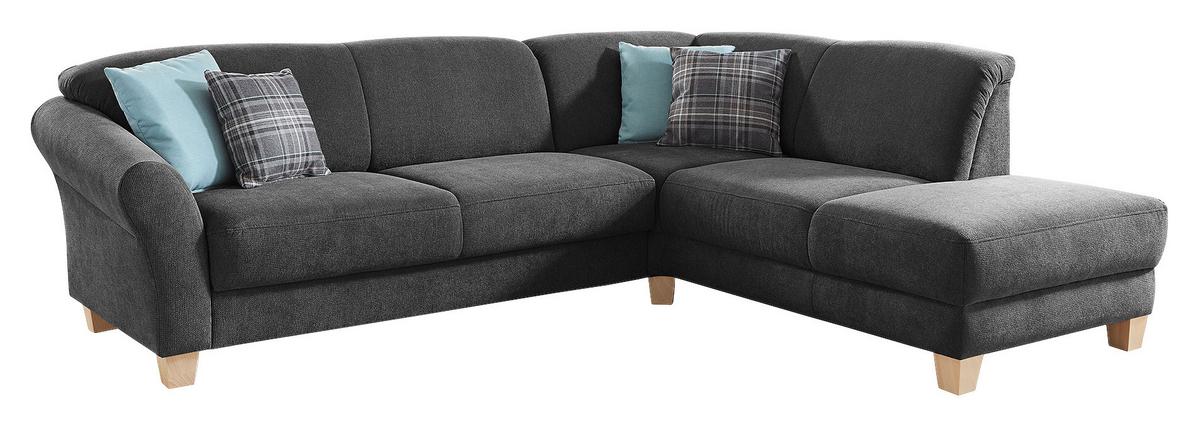 Ecksofa Gotland schwarz, 257x212 cm - Schwarz/Naturfarben, KONVENTIONELL, Textil (257/212cm) - Sit & More