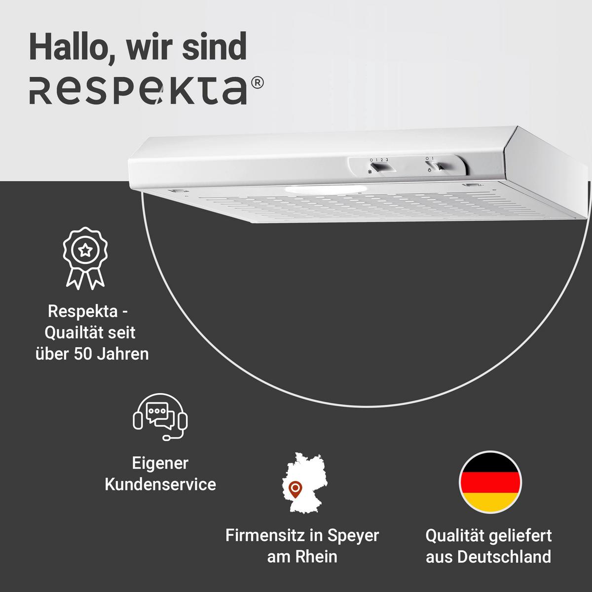 Dunstabzugshaube Suna Weiß B: 50 cm, Led - Weiß, Trend, Metall (50/7,6/47cm) - Respekta