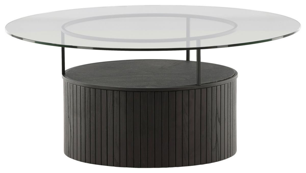 Couchtisch Bovall - Klar/Schwarz, Design, Glas/Holz (90/90/40cm) - Livetastic