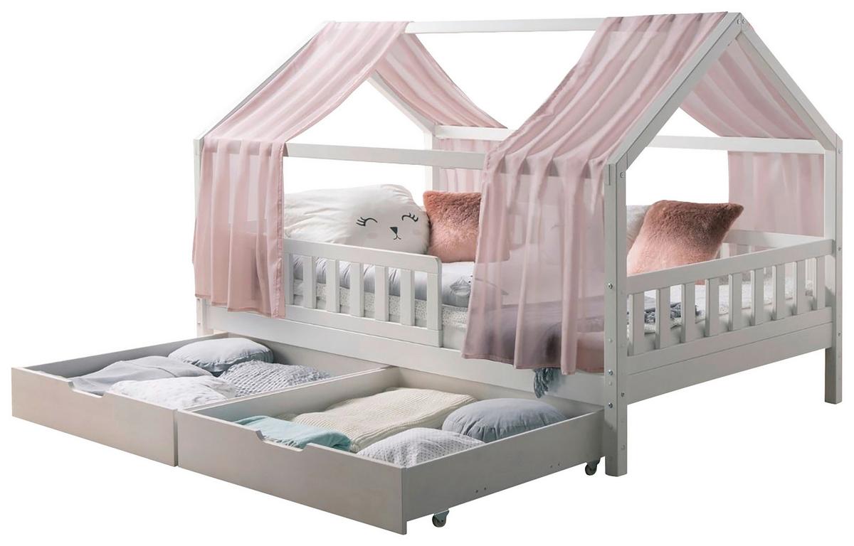 Hausbett Kim Weiß/Altrosa 100x200cm - Altrosa/Weiß, MODERN, Holz/Textil (100/200cm) - Livetastic