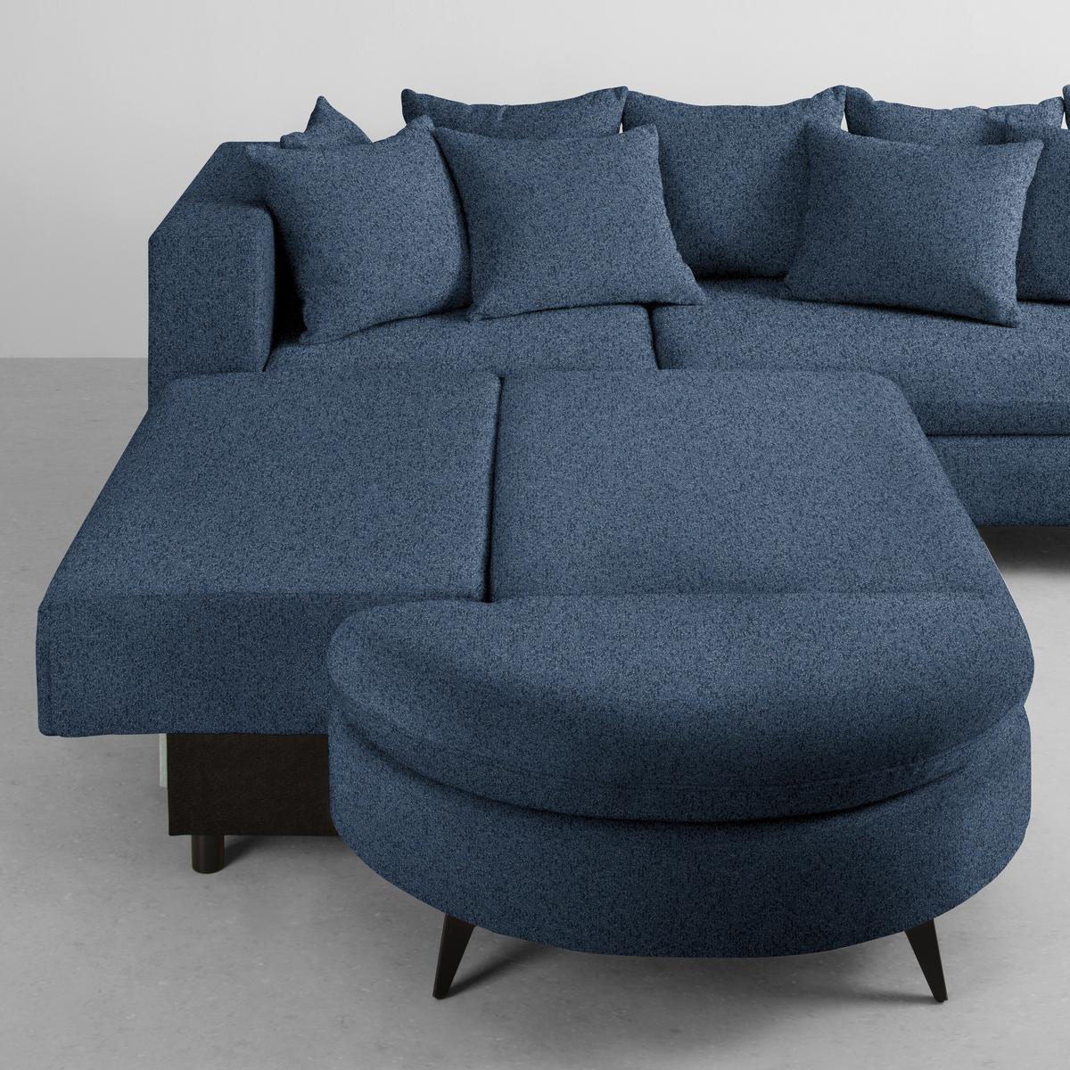 Rohová sedačka AXEL, levá, tmavě modrá tkanina - černá/tmavě modrá, Moderní, kov/textil (250/87/291cm) - Mömax