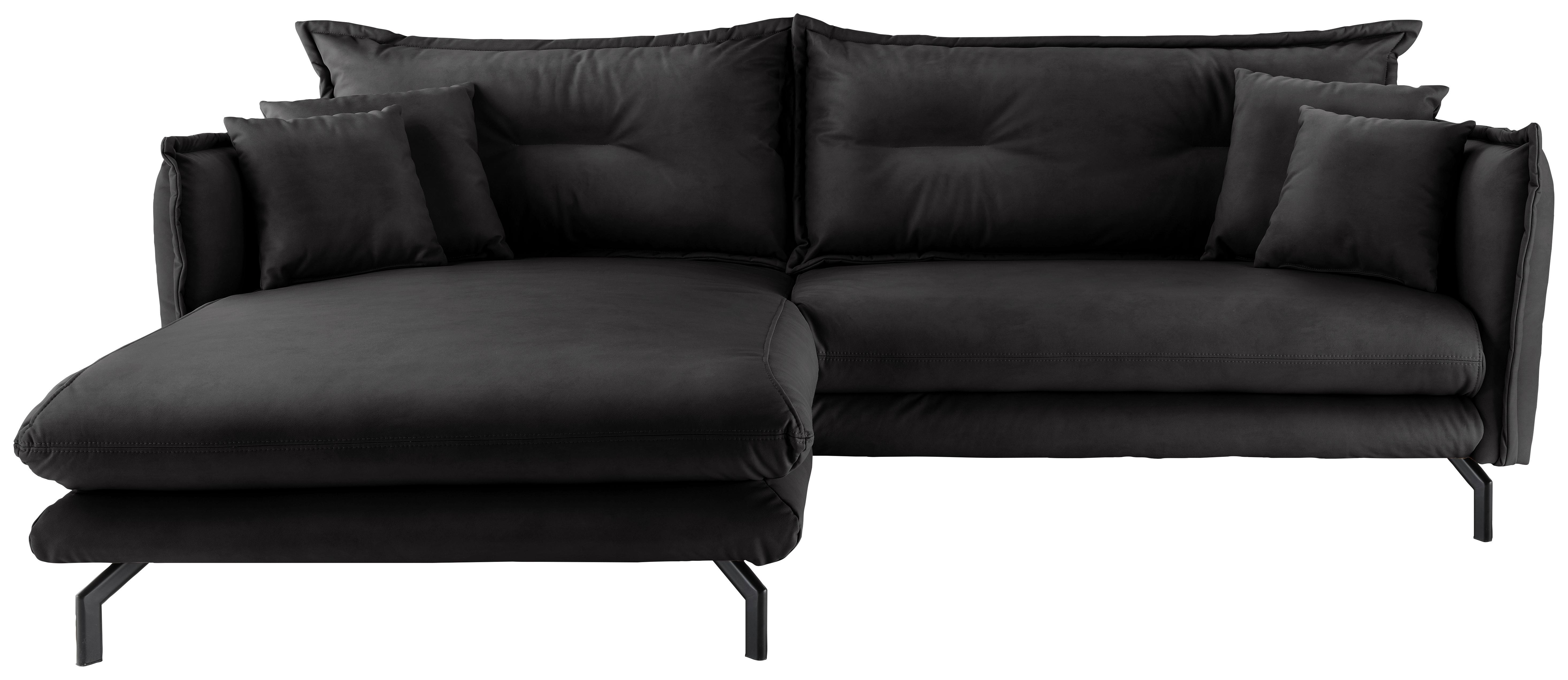 Ecksofa Lava Schwarz S: 180x255cm - Schwarz, MODERN, Textil (180/255cm) - Livetastic
