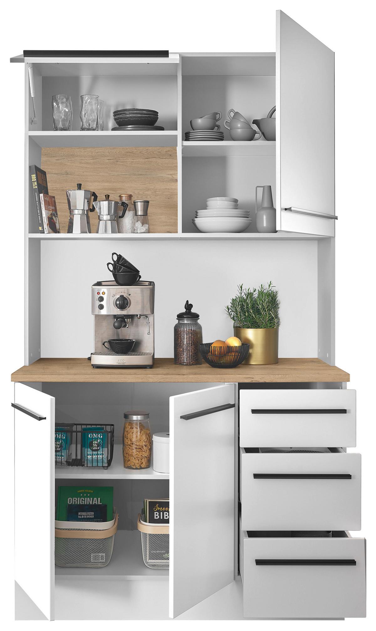 KREDENC DENVER 120 WHITE - bílá/černá, Design, kompozitní dřevo/plast (120/211/60cm) - MID.YOU