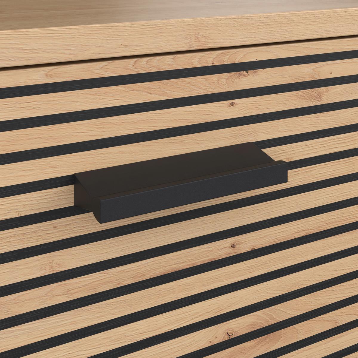 Wohnwand FREE Kaschmir/Eichefarben B: 212 cm - Kaschmir/Schwarz, MODERN, Holzwerkstoff (212/172/40cm)