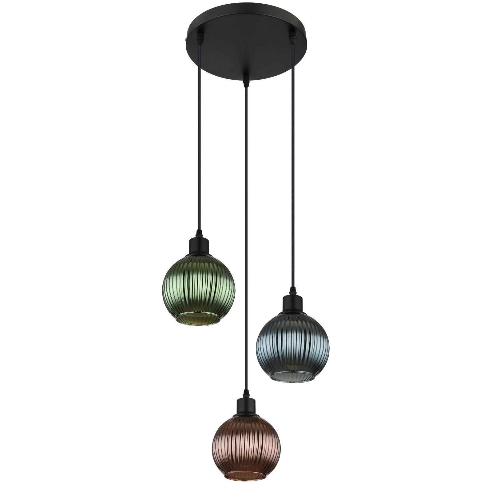Hängeleuchte 15638-3 Zumba - Multicolor/Schwarz, Trend, Glas/Metall (36/120cm) - Globo
