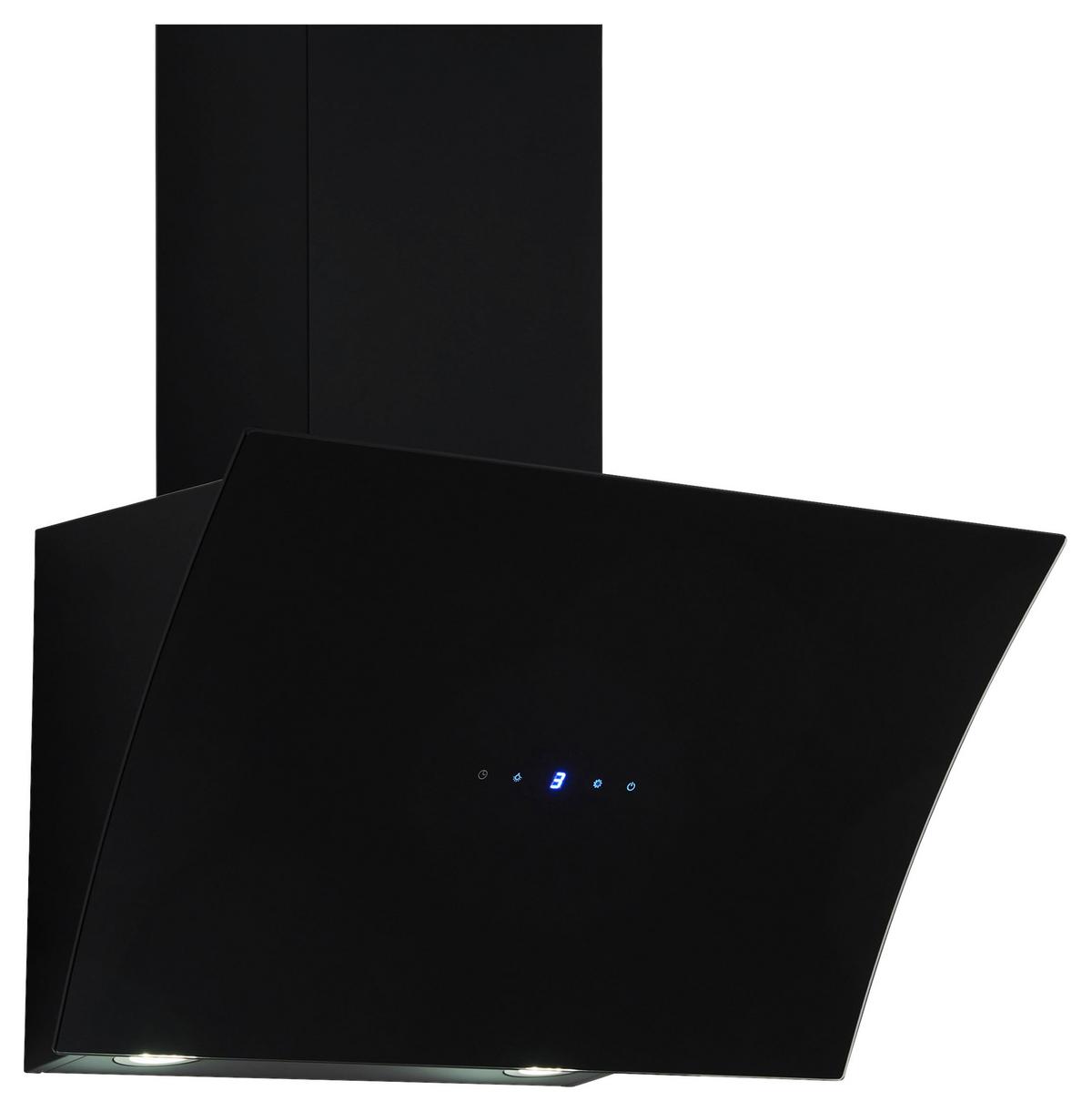 Kopffreihaube Konkave Glas/Stahl Schwarz B: 60 cm - Schwarz, Trend, Glas/Metall (60/80,5-118,5/40,2cm) - Respekta