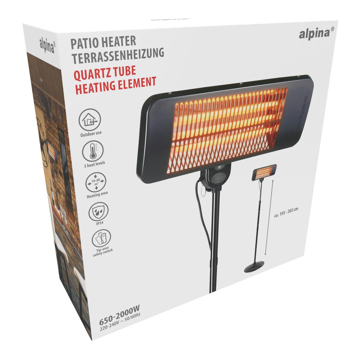 Terrassenstrahler Patio Heater Standing 650-2000 - Schwarz, Basics, Metall (53/21cm)