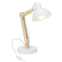 Tischlampe Moda Weiß/braun Mit Schnurschalter - Weiß, Natur, Holz/Metall (41,5/16/32cm) - Brilliant
