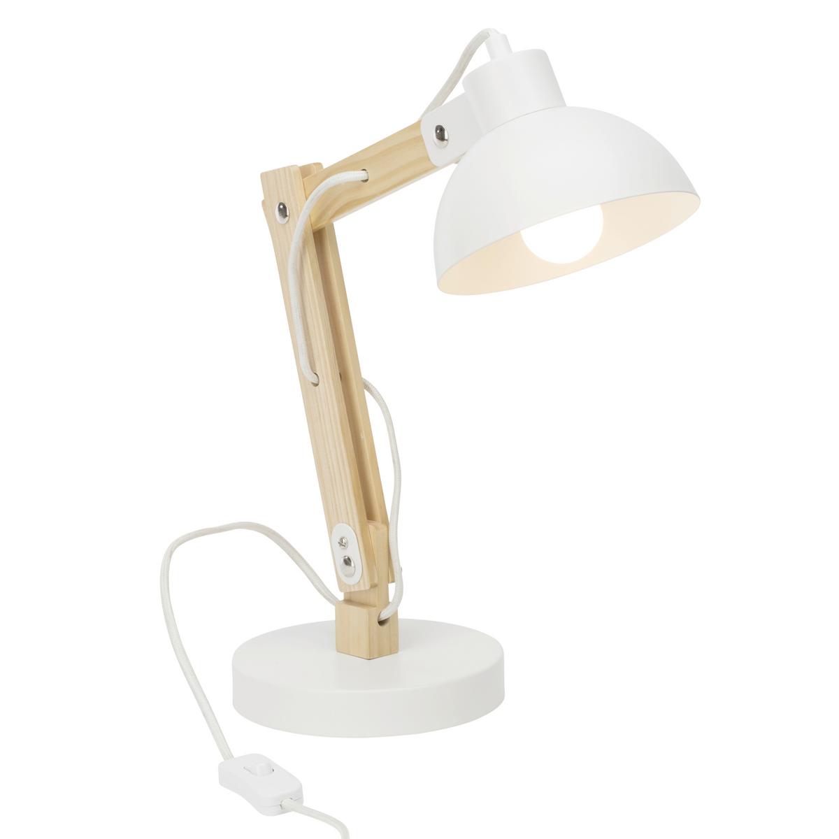 Tischlampe Moda Weiß/braun Mit Schnurschalter - Weiß, Natur, Holz/Metall (41,5/16/32cm) - Brilliant