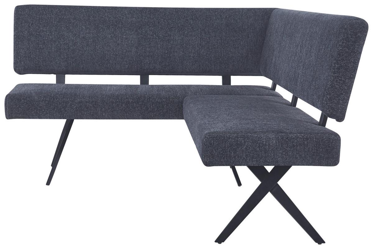Eckbank Chios Leinenoptik Grau, S: 150x190cm - Dunkelgrau/Schwarz, KONVENTIONELL, Textil/Metall (150/190cm) - MID.YOU