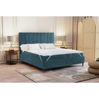 Polsterbett mit Lattenrost Mia Hellblau 180x200 cm - Creme/Schwarz, LIFESTYLE, Holz/Holzwerkstoff (180/200cm) - Livetastic