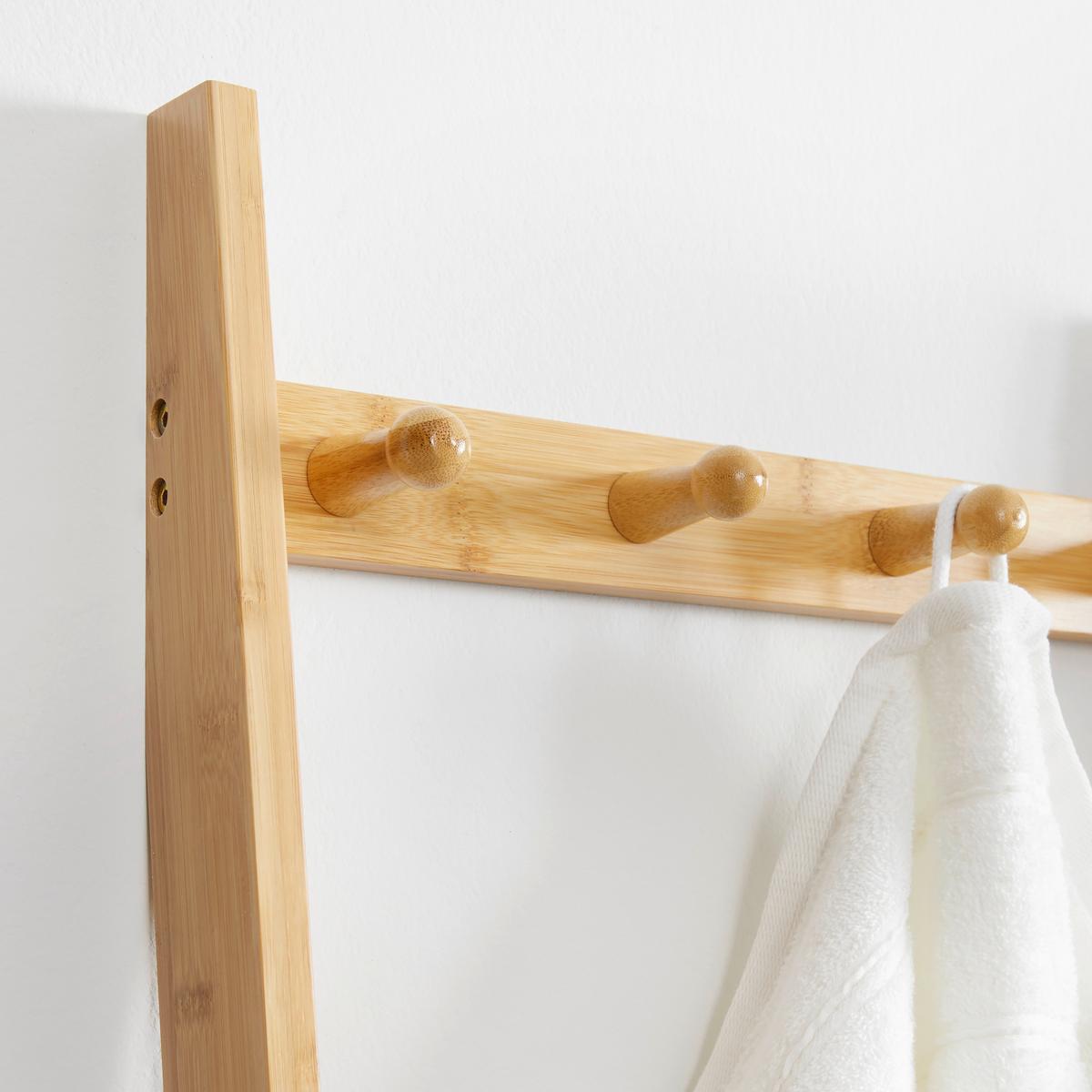 Regál z bambusu Mirela - bílá/přírodní barvy, Moderní, kompozitní dřevo/přírodní materiály (43/175/25cm) - Bessagi Home