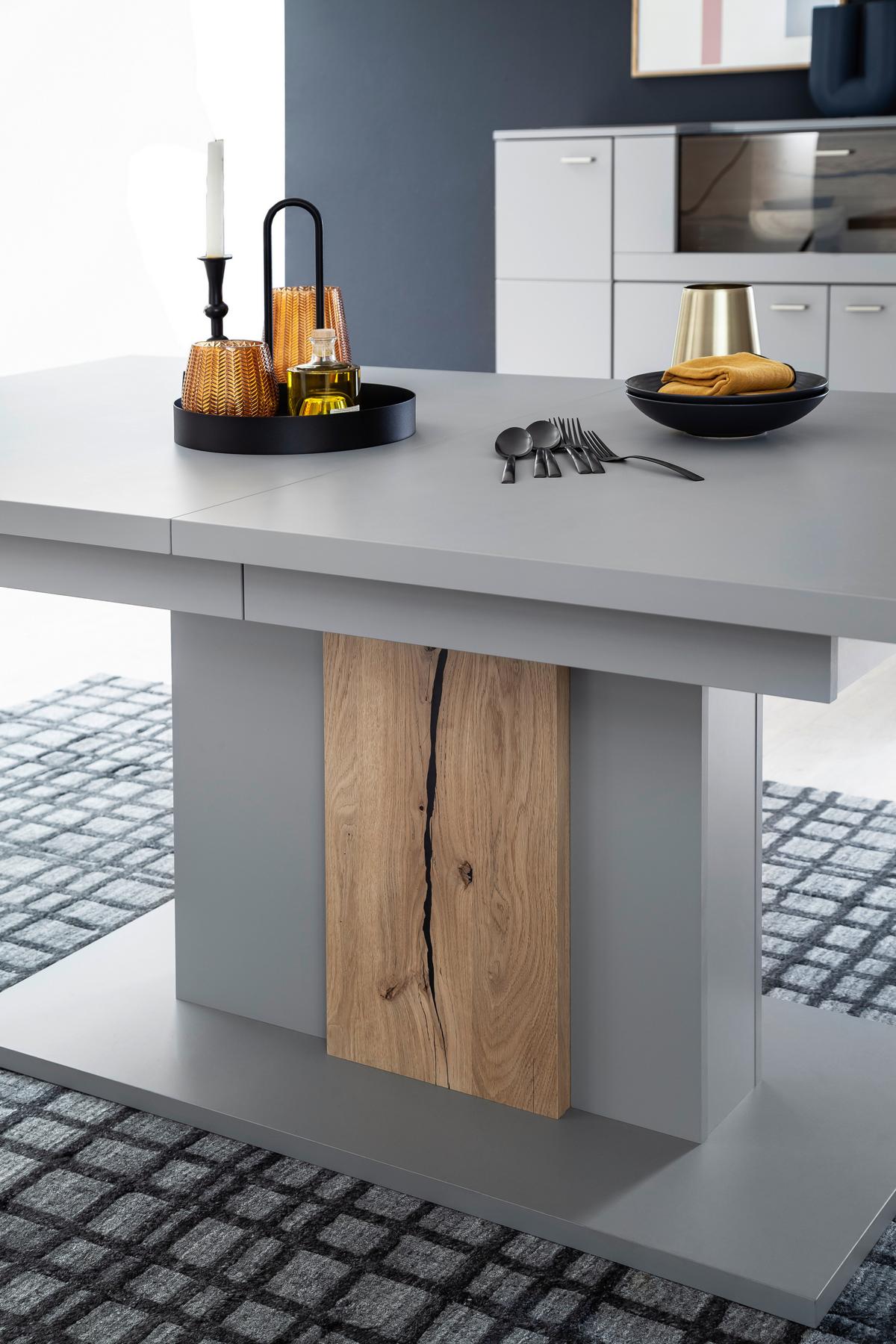 Esstisch Ausziehbar Sevilla 180-280x100 Cm - Eichefarben/Grau, Design, Holzwerkstoff (180-280/100/78cm) - MID.YOU