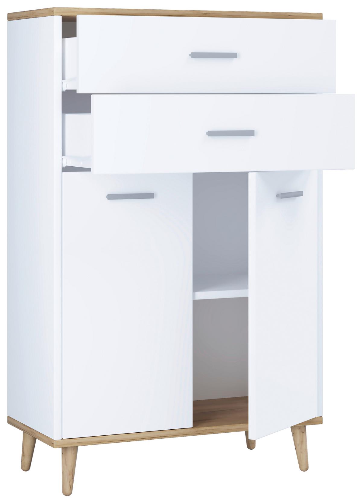 Kommode mit Einlegebödedn B: 60 cm Landos Weiß - Honigeiche/Weiß, MODERN, Holzwerkstoff (60/97/28cm) - MID.YOU