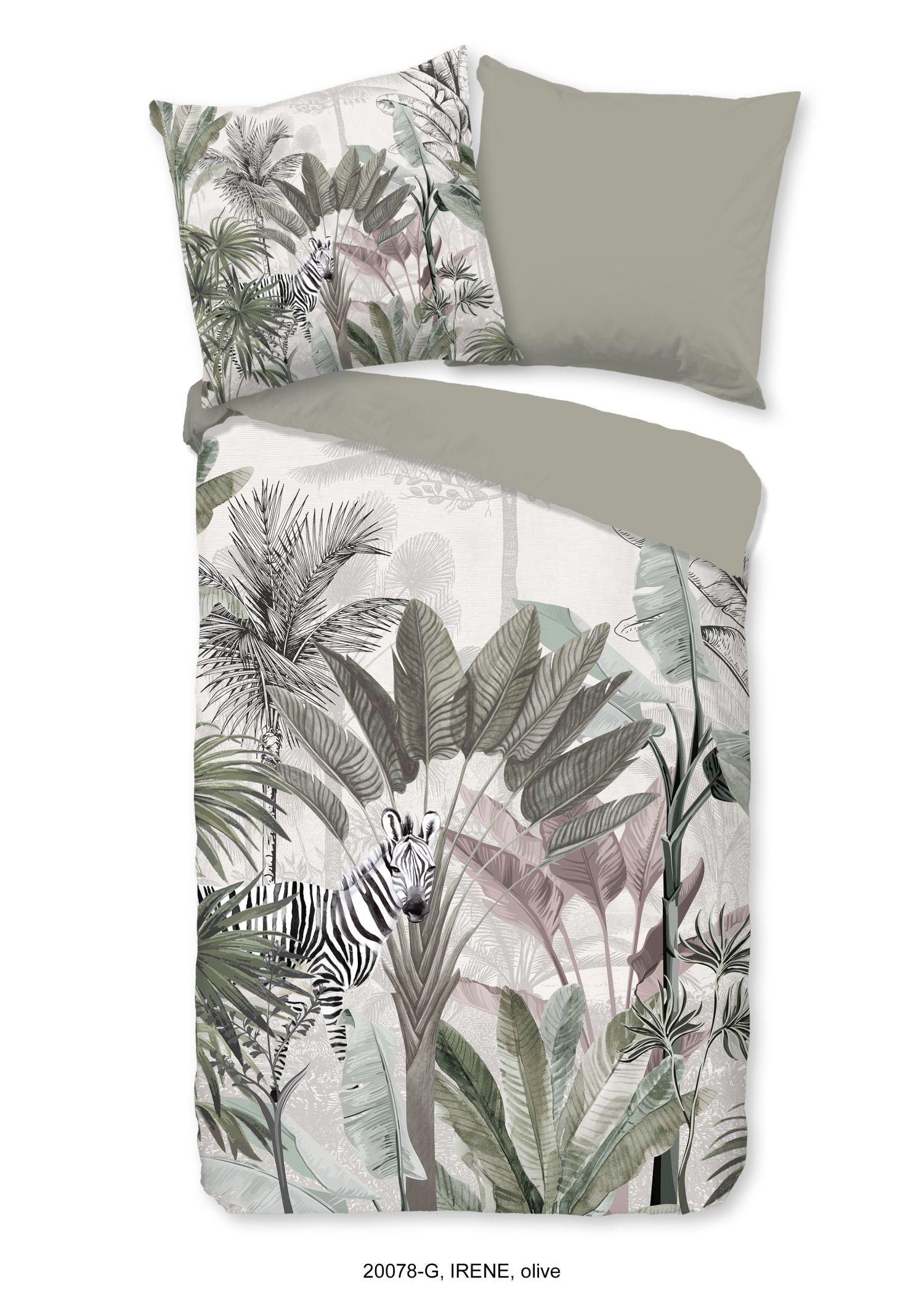 Wendebettwäsche Irene Grün Hellgrau 155x220cm - Jadegrün/Hellgrau, Design, Textil (155/220cm)