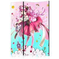 PARAVENT Türkis Pink B: 135 cm - Türkis/Pink, Basics, Holz/Textil (135/172/3cm) - artgeist