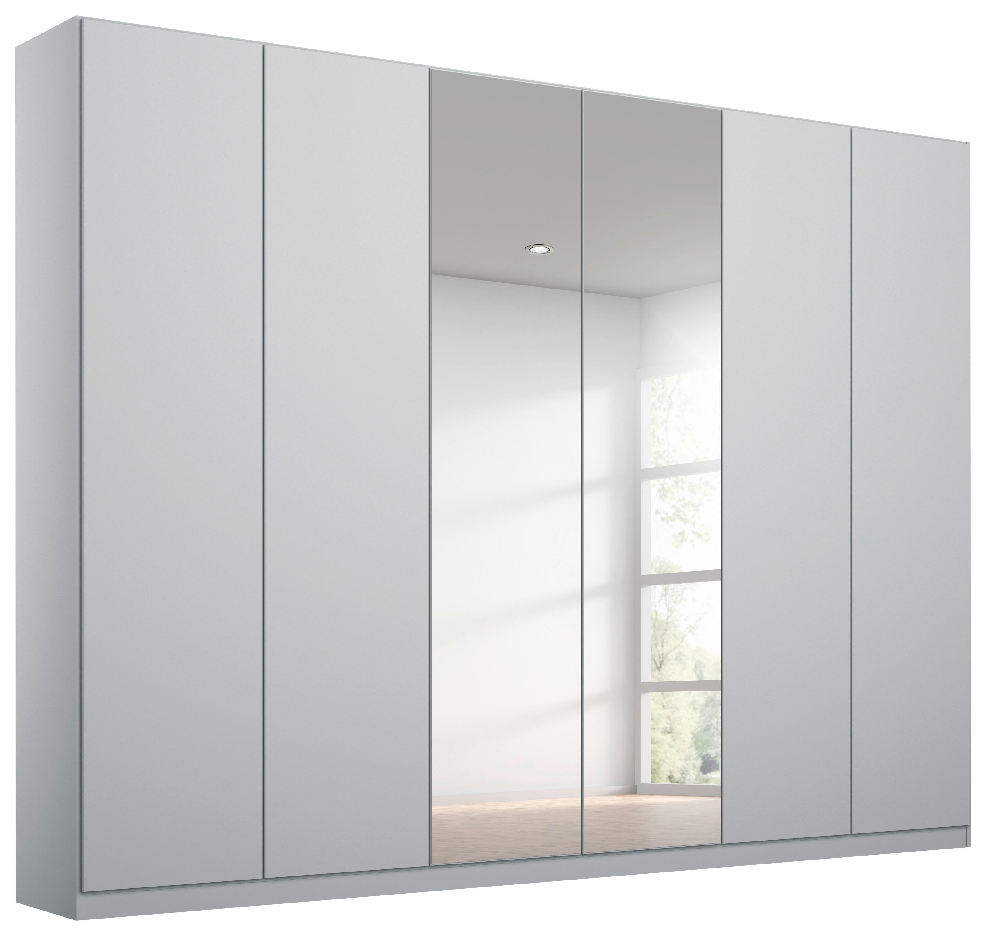 Drehtürenschrank Mit Spiegel 271 Cm Alabama, Seidengrau - Silberfarben/Hellgrau, MODERN, Holzwerkstoff (271/229/54cm)