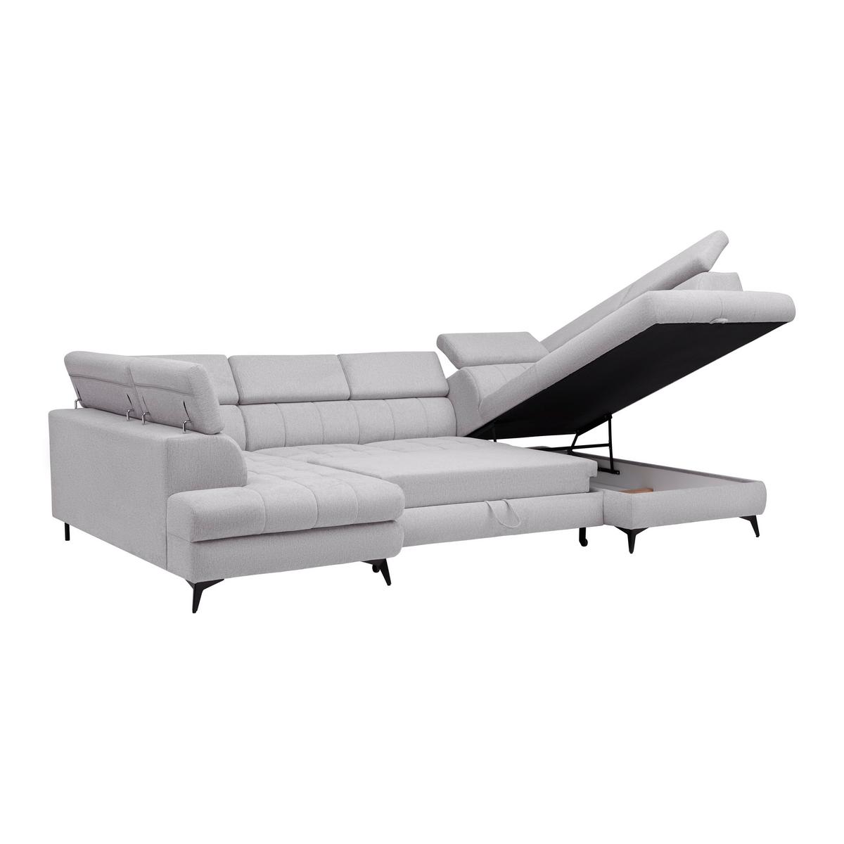 Sedací souprava LOOK, pravá, stříbrná - barvy stříbra/černá, Moderní, kov/dřevo (343/82-100/195cm) - Mömax