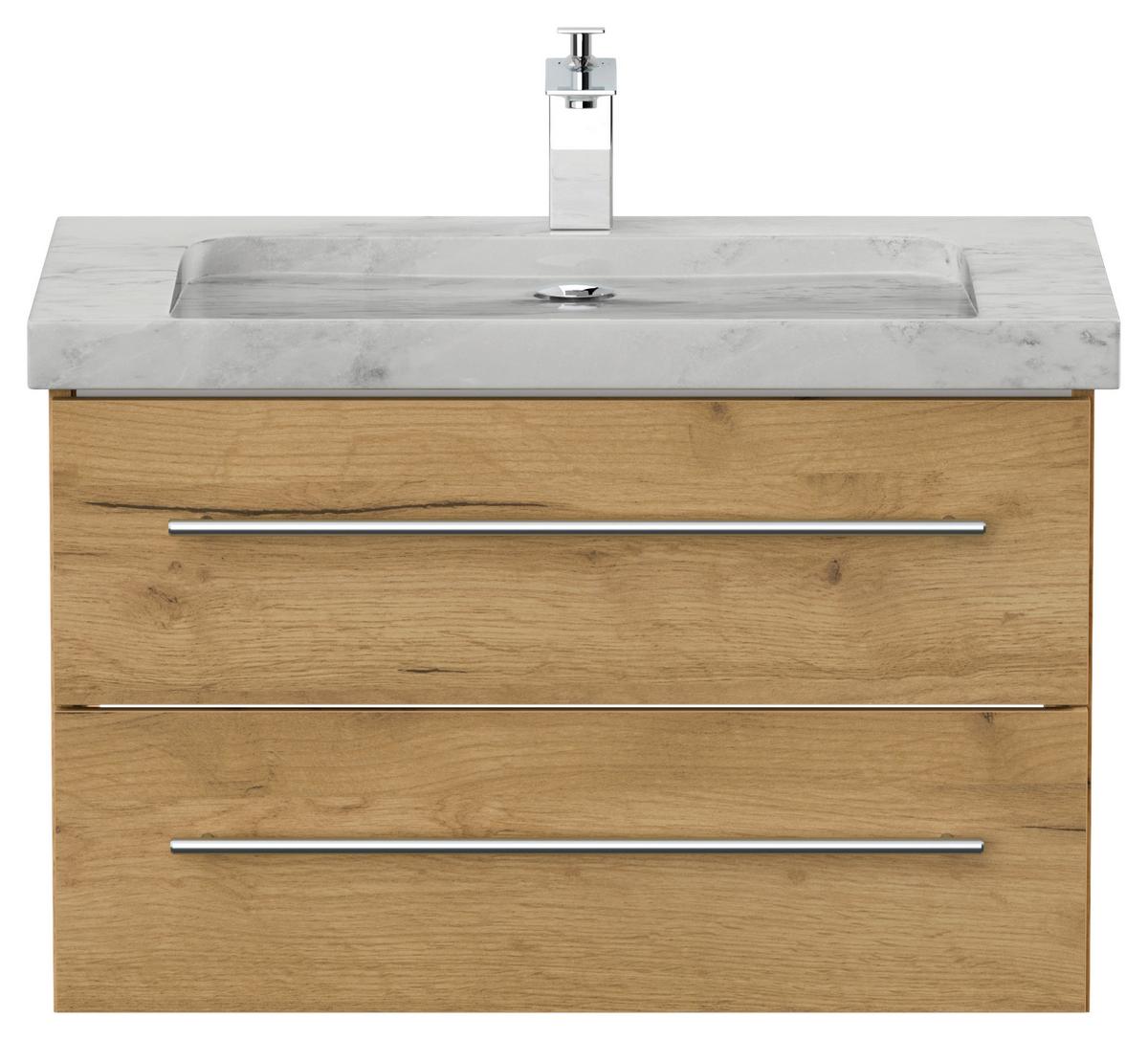 WASCHTISCHKOMBI Yamo, Eichefarben B: 75 cm - Eichefarben, Basics, Holzwerkstoff/Stein (75cm) - MID.YOU
