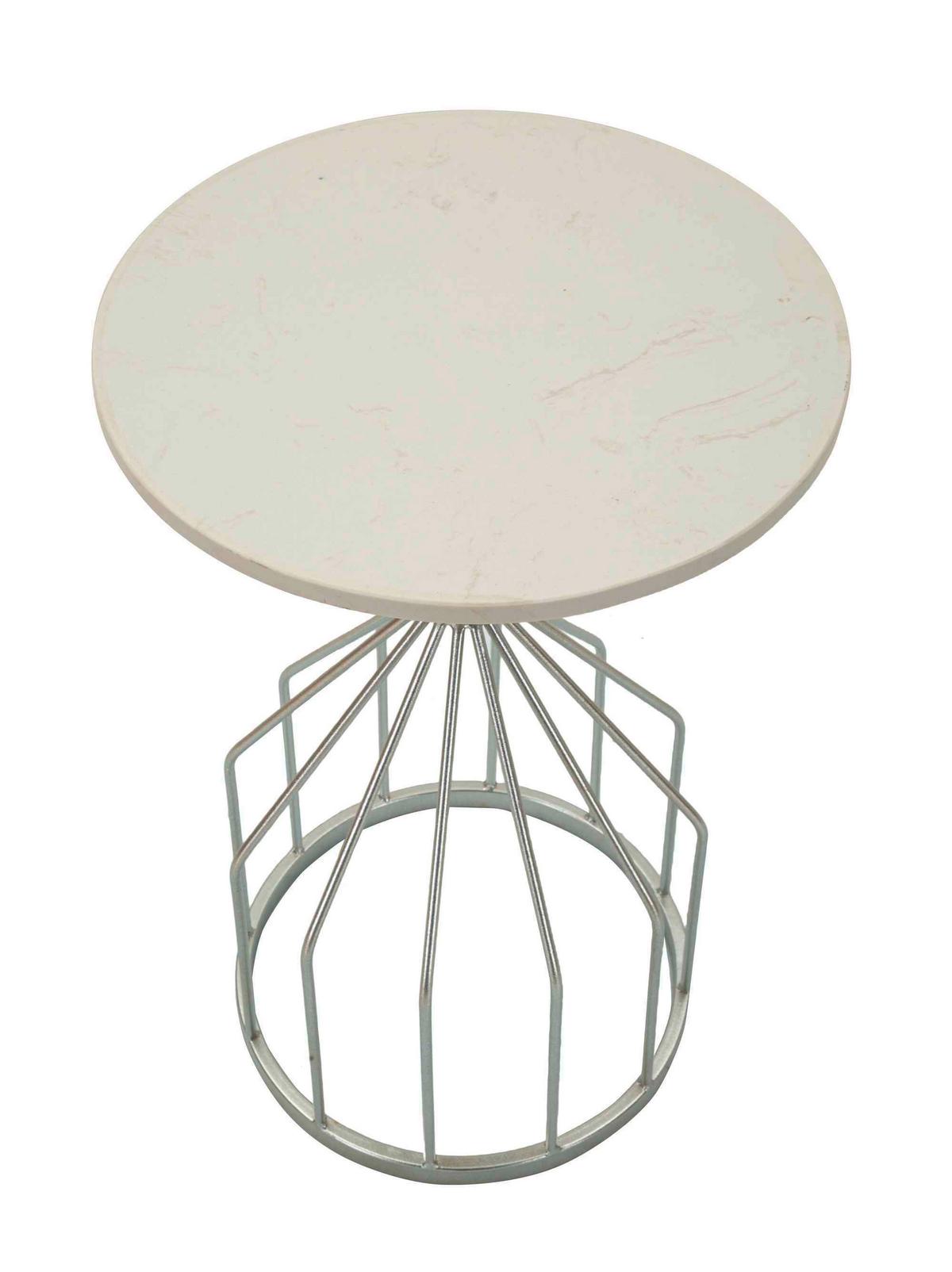 Couchtisch Cup Silberfarben B: 37,5 Cm - Silberfarben, Basics, Stein/Metall (37,5/58/37,5cm)