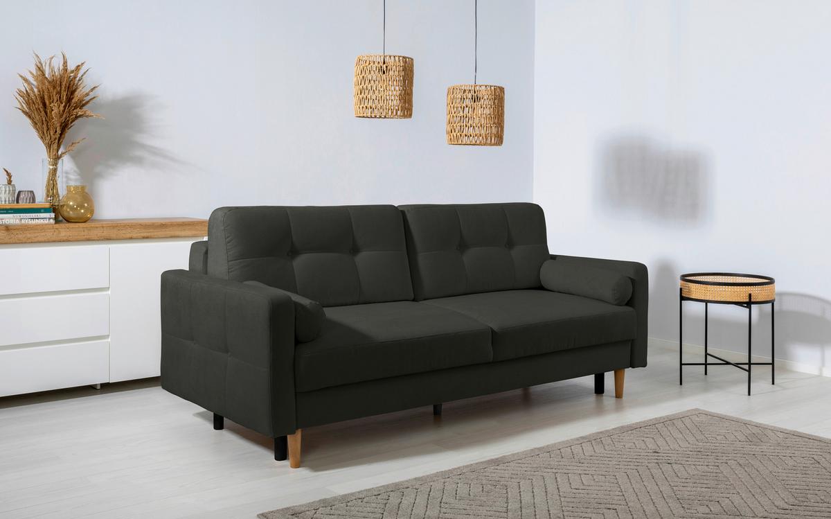 Schlafsofa Noret, Schwarz B: 222 Cm - Buchefarben/Schwarz, Design, Textil (222/93/99cm) - MID.YOU