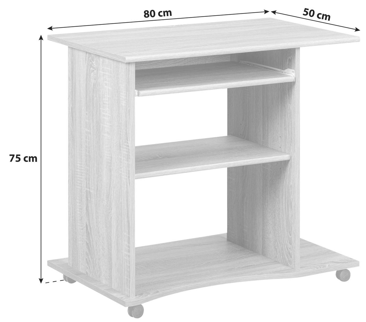 Computertisch mit Auszug B 80 cm H 75 cm Durini, Eiche Dekor - Sonoma Eiche, KONVENTIONELL, Holzwerkstoff/Kunststoff (80/50/75cm) - MID.YOU