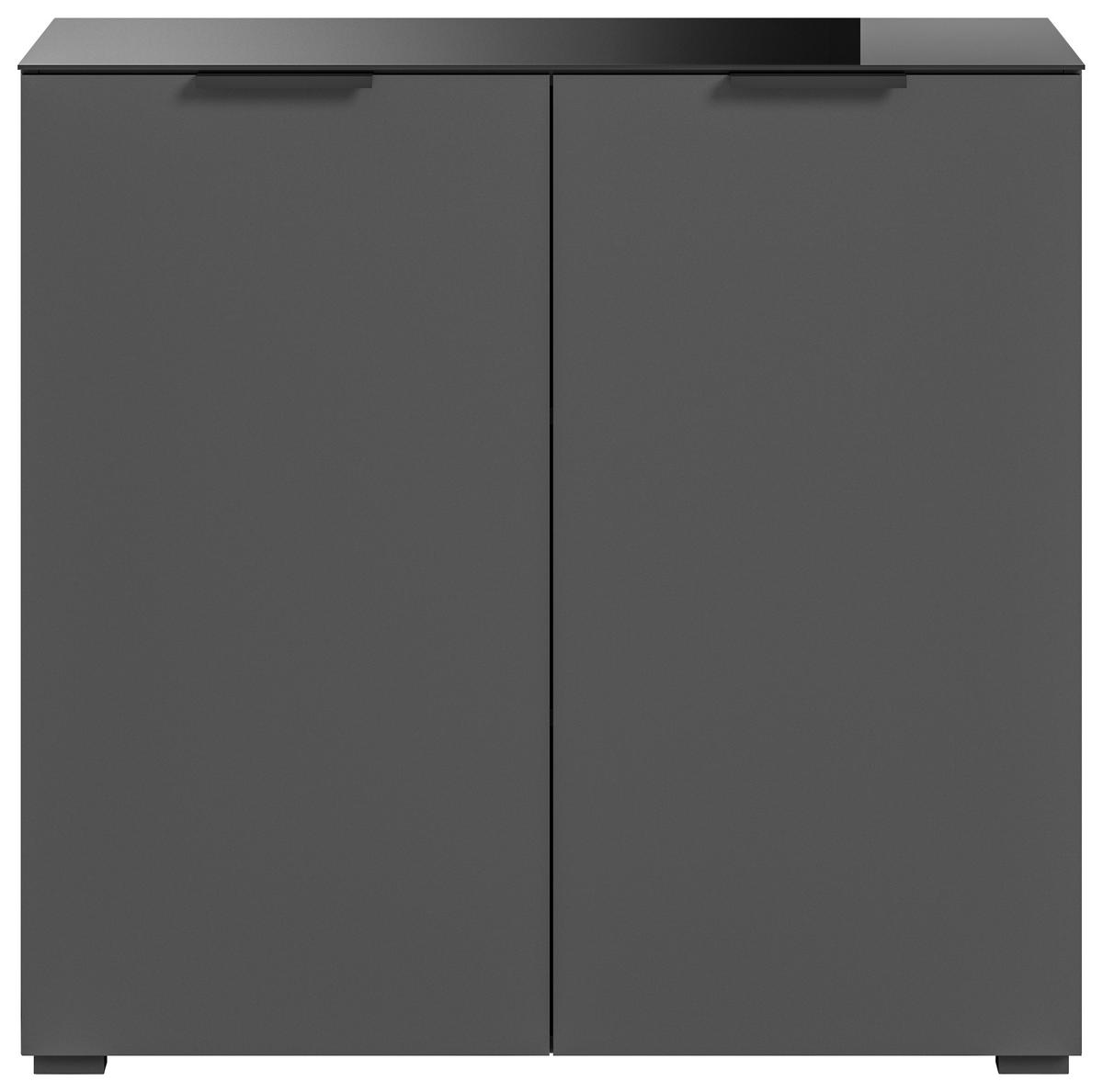 Kommode Ray Anthrazit B: 90 cm - Anthrazit, Design, Glas/Holzwerkstoff (90/86/40cm) - Livetastic