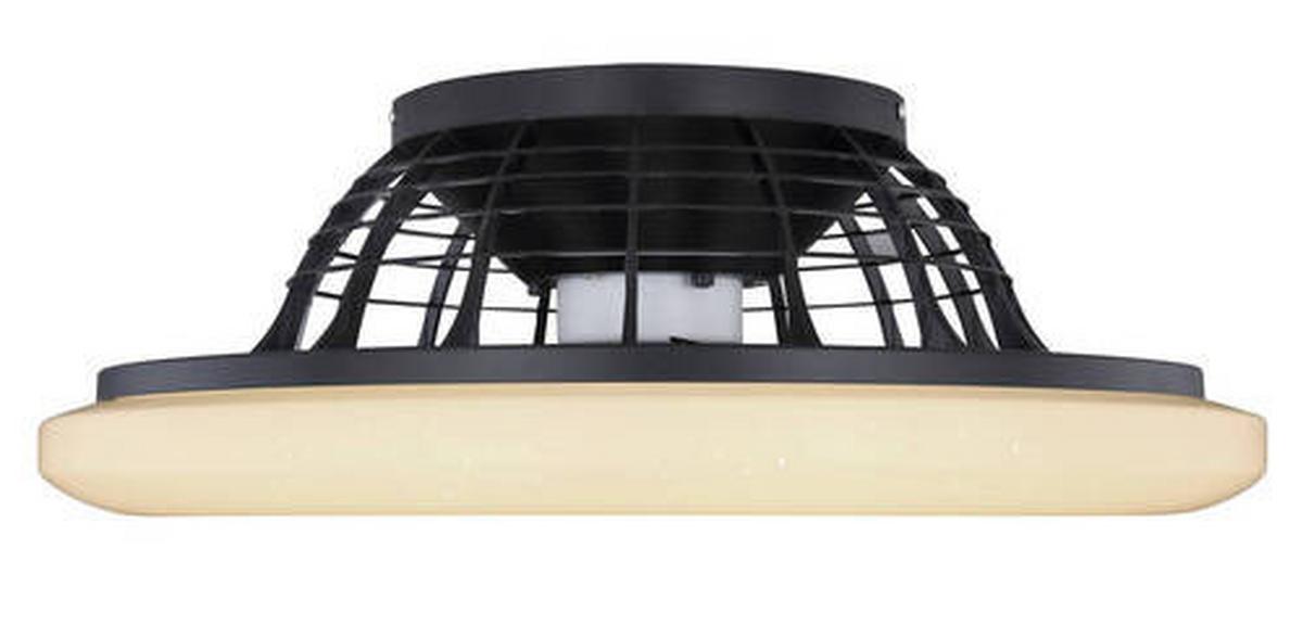 Deckenventilator Opal/schwarz Led-Leuchte Fernbedienung - Opal/Schwarz, Basics, Kunststoff/Metall (52,5/17,5cm) - Globo