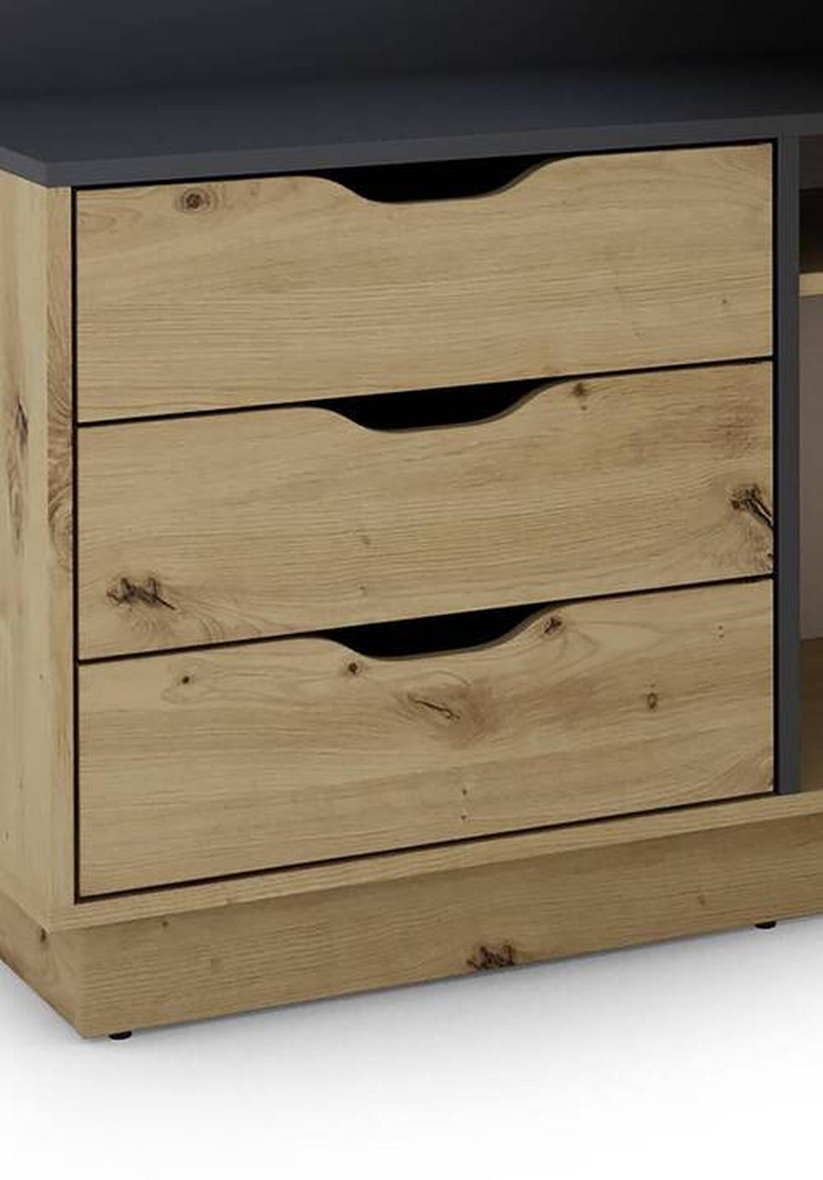 Eckschreibtisch Mit Stauraum B 105cm H 84cm Belfast - Anthrazit/Eiche Artisan, LIFESTYLE, Holzwerkstoff (129/105/84cm) - MID.YOU