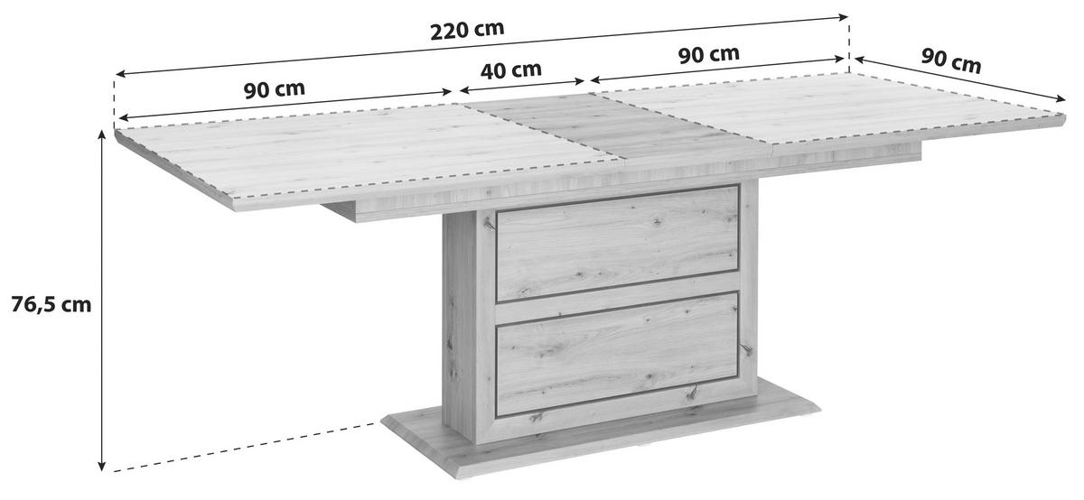 ROZŤAHOVACÍ STÔL HARVEY 180 AZ - farba duba/antracitová, Konventionell, kompozitné drevo (180/76,5/90cm)