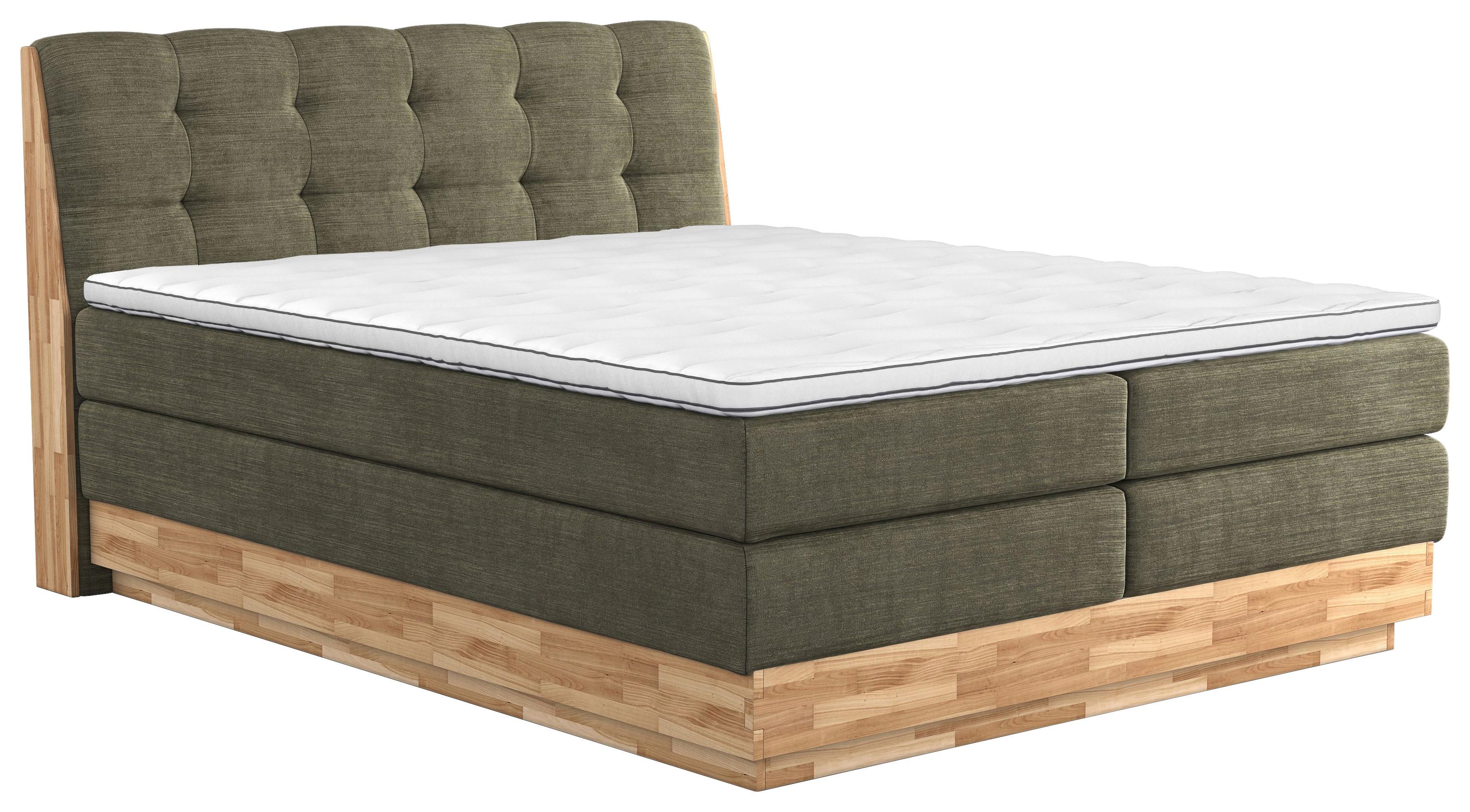 Boxspringbett Boxspring Bed Melissa - Schwarz/Grün, Natur, Textil (160/200cm)