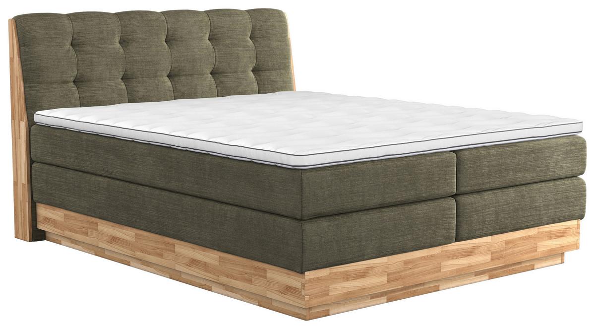 Boxspringbett Boxspring Bed Melissa - Schwarz/Grün, Natur, Textil (160/200cm)