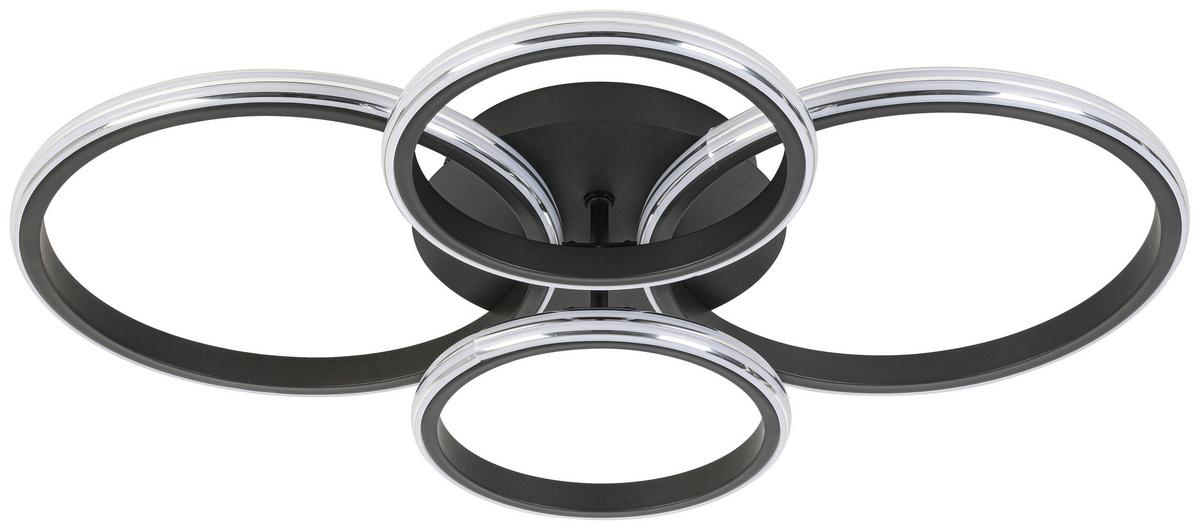 STROPNÉ LED SVIETIDLO MAXI - čierna/chrómová, Modern, kov/plast (62/46/9cm) - Mömax