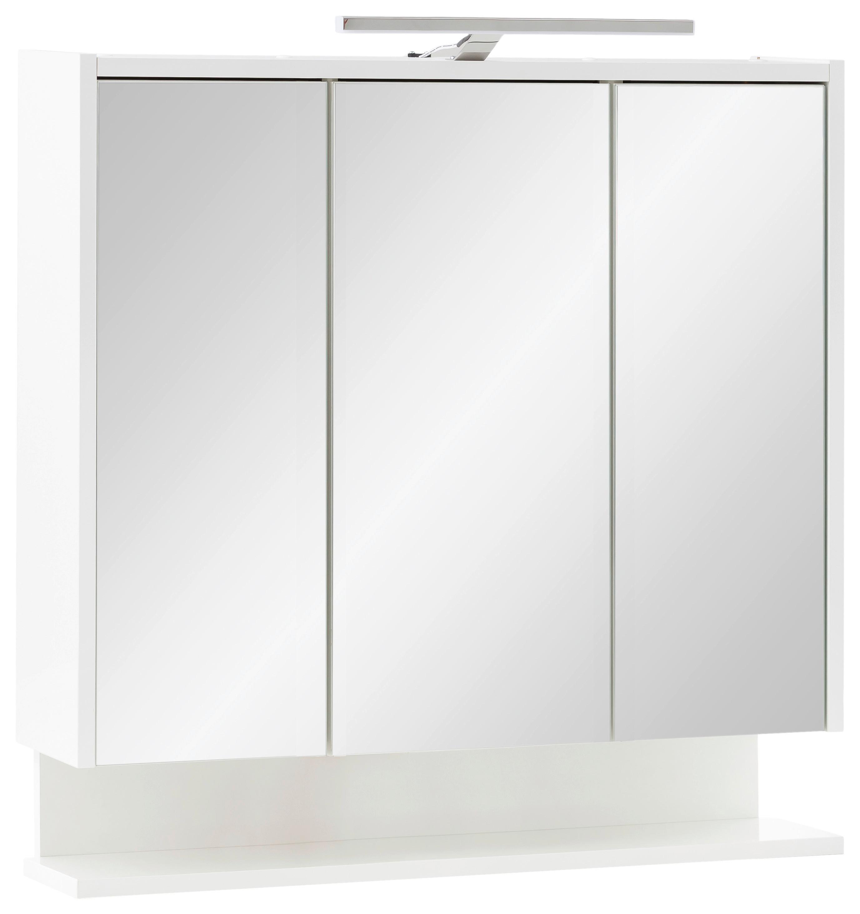 Spiegelschrank Flag mit Led 3 Türen, Weiß - Weiß Hochglanz/Weiß, MODERN, Glas/Holzwerkstoff (65/71,4/16cm) - MID.YOU