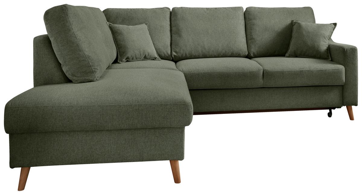 Ecksofa Valentina Dunkelgrün S: 200x230 Cm - Dunkelgrün/Naturfarben, KONVENTIONELL, Textil (200/230cm) - Livetastic