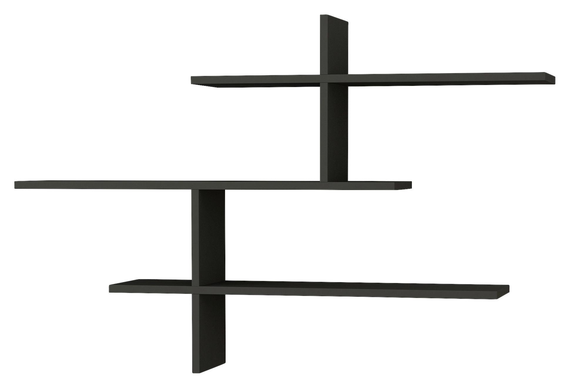 Nástenný regál, š: 123 cm - antracitová, Design, kompozitné drevo (123/81/22cm) - Livetastic