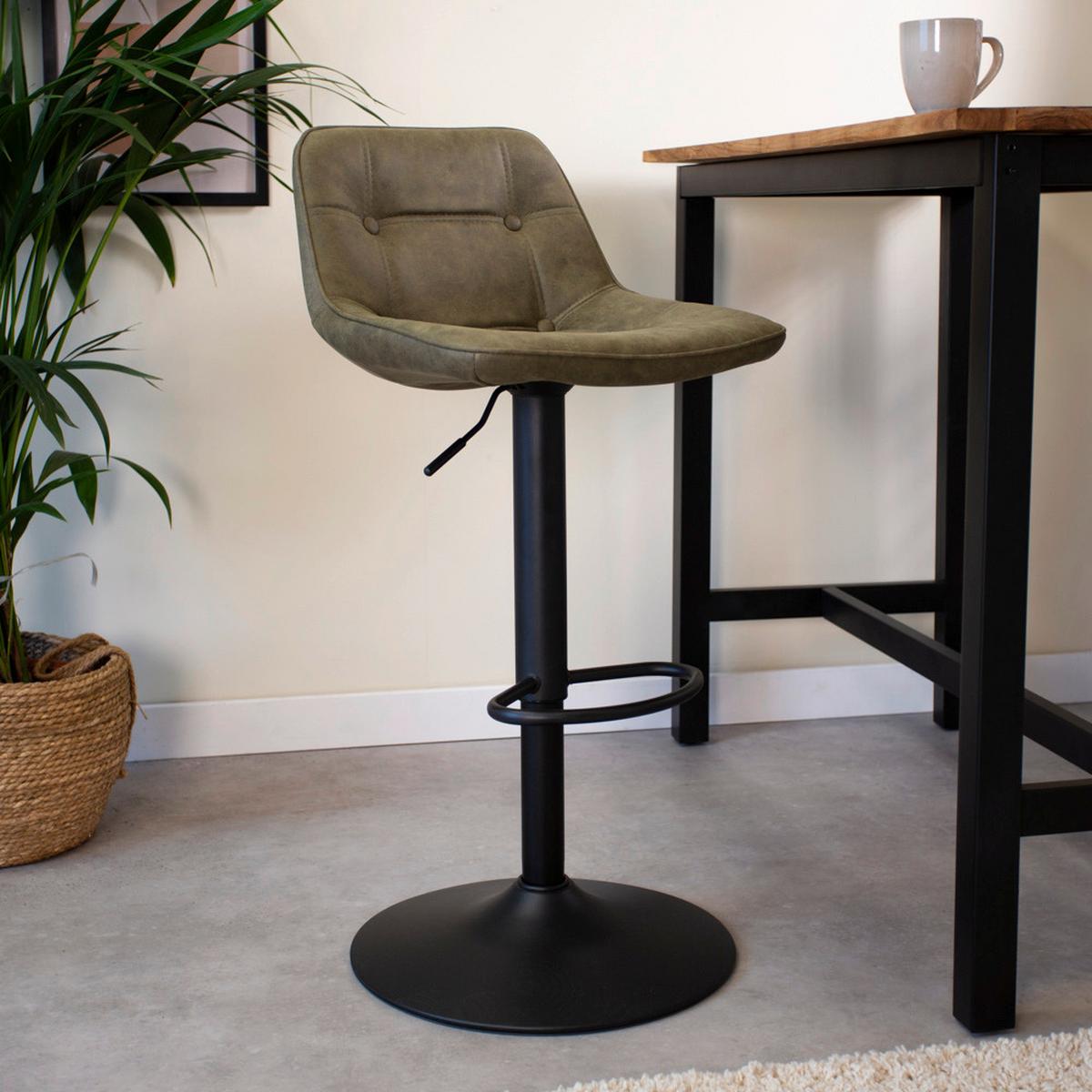 Barhocker-Set Ezra Grün B: 47 cm - Schwarz/Grün, MODERN, Textil/Metall (47/87/45cm) - MID.YOU