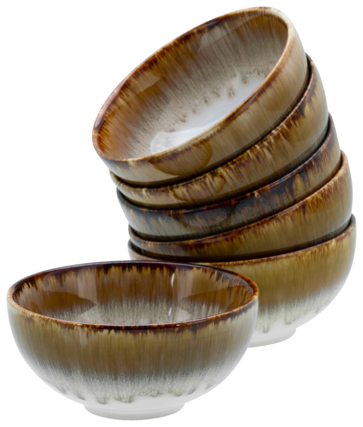 Dipschalenset 6 -Teilig. Cascade Steinzeug: Weiß/Bronzefarben - Weiß/Bronzefarben, Design, Keramik - Creatable