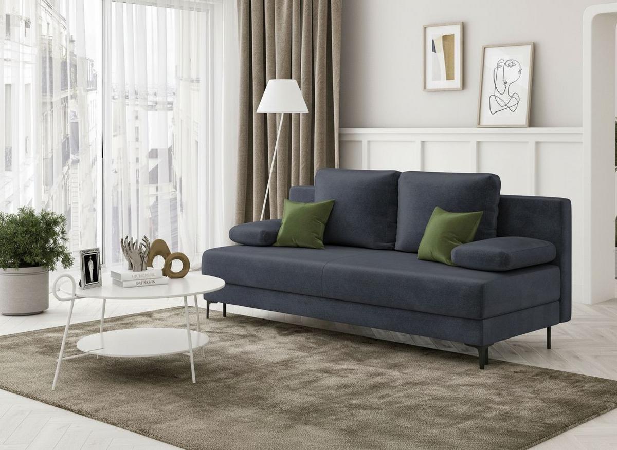 Schlafsofa Leipzig Dunkelblau B: 200cm - Schwarz/Dunkelblau, Design, Textil (200/78,5/88cm) - MID.YOU