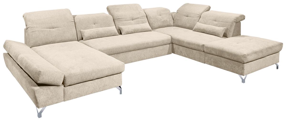Ecksofa Melfi Sandfarben U: 168 Cm - Sandfarben/Silberfarben, MODERN, Textil (168/350/245cm) - MID.YOU