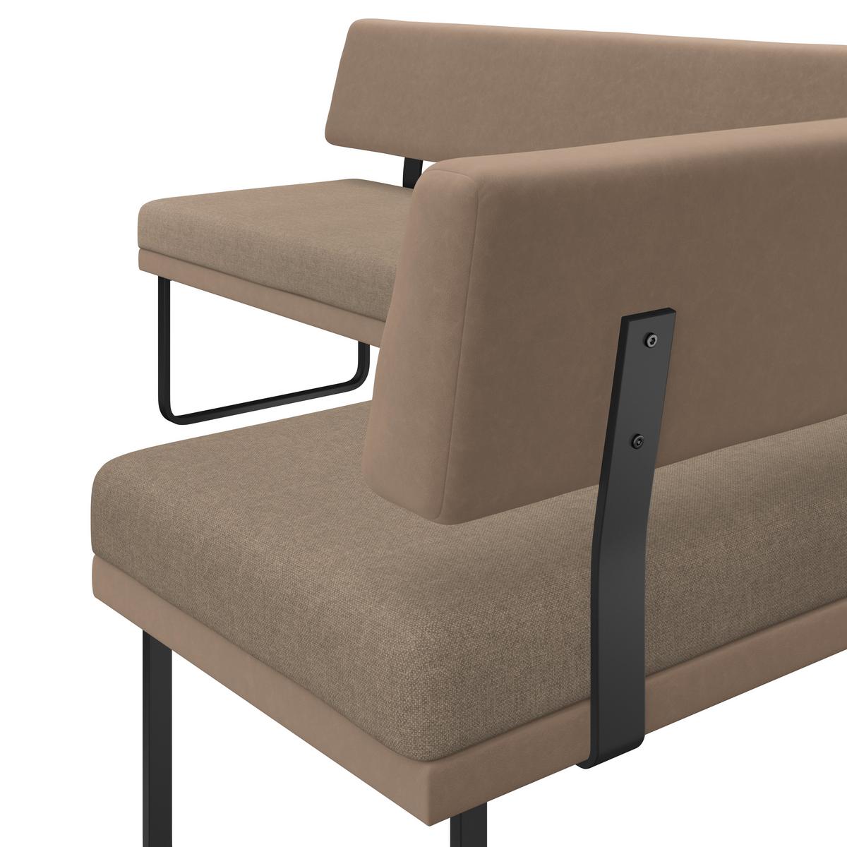 Eckbank Kian Webstoff Braun, S: 233x164cm - Schwarz/Braun, Trend, Textil/Metall (233/164cm)