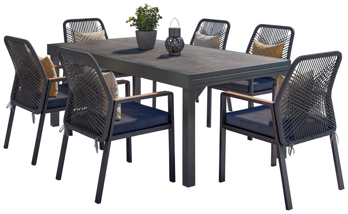 Gartentisch ausziehbar Toledo Metall L 200-320 cm - Grau, MODERN, Metall (200-320/75/100cm) - Beldano