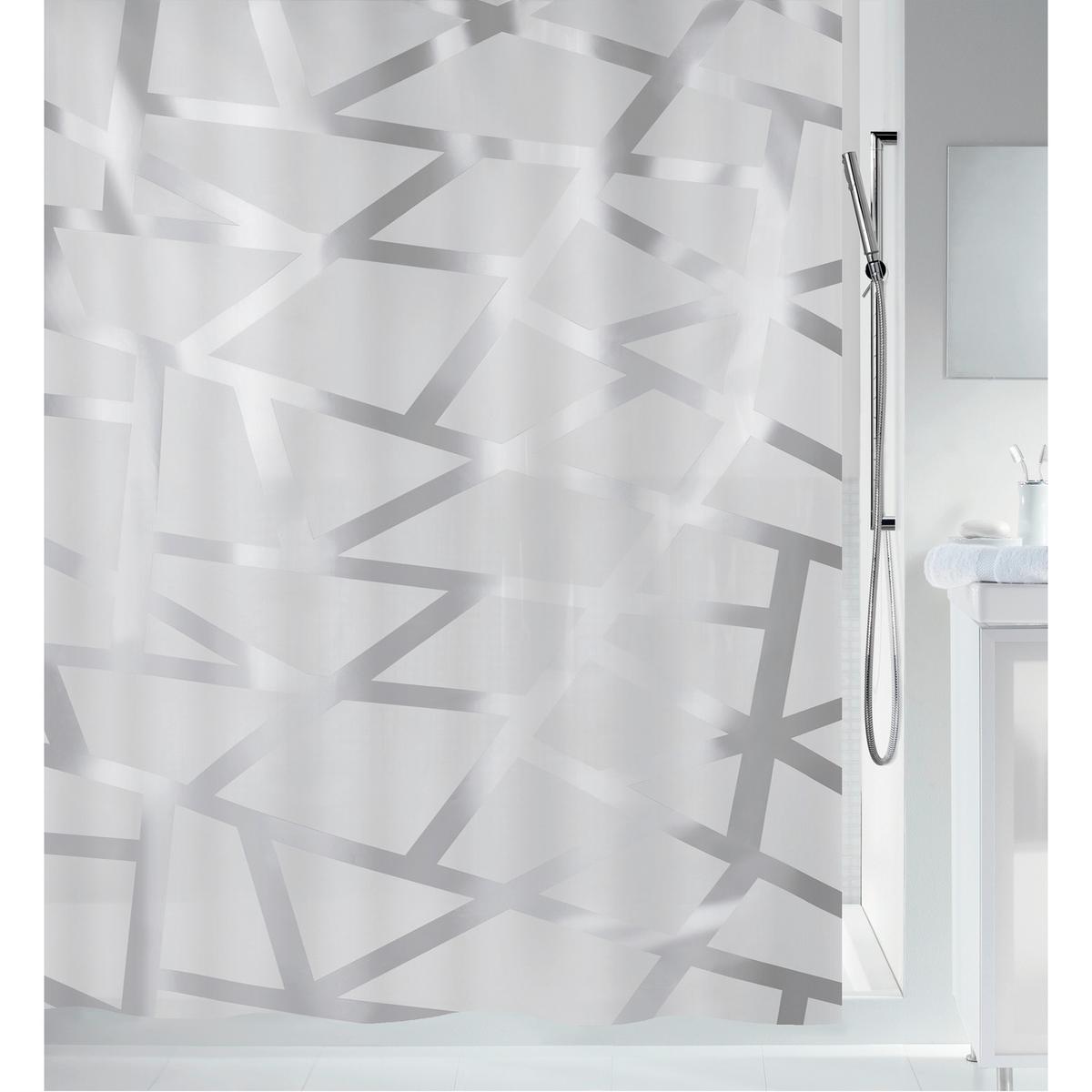 Duschvorhang in Silberfarben Textil/Mischgewebe - Silberfarben, Basics, Textil (180/200cm) - Spirella